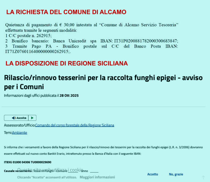 Comune in contrasto con la Regione