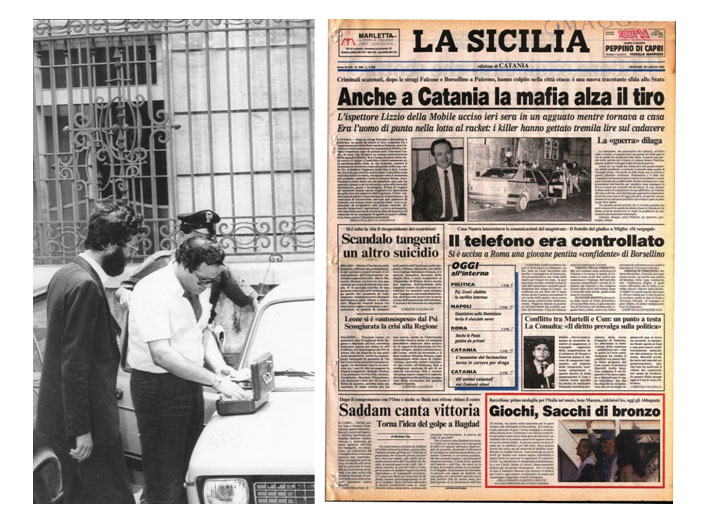 Salvo Bella con Giovanni Lizzio. La notizia dell'omicidio.