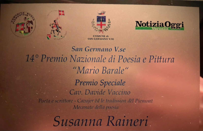 Premio Mario Barale a Susanna Raineri Premio Mario Barale a Susanna Raineri