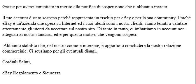 L'editore definito da eBay pericoloso